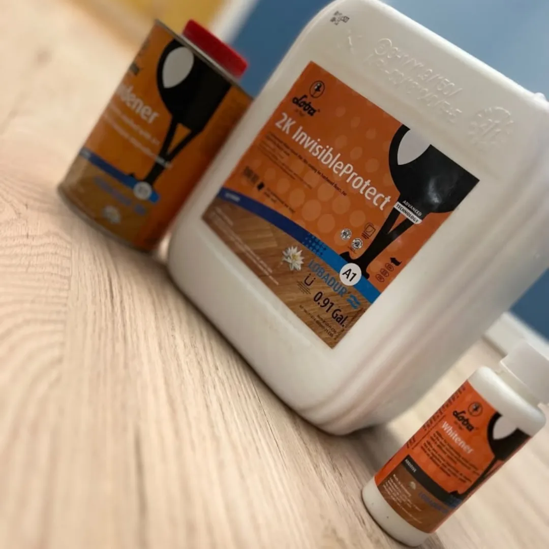 Hardwood floor finish and whitener products.